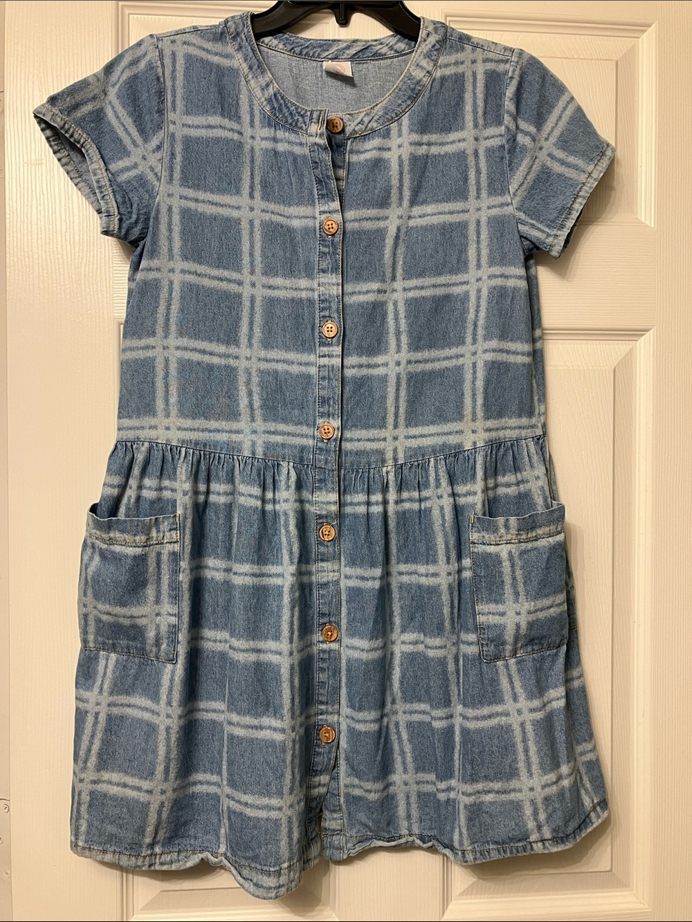 wonder nation Blue Plaid Button-Front Dress